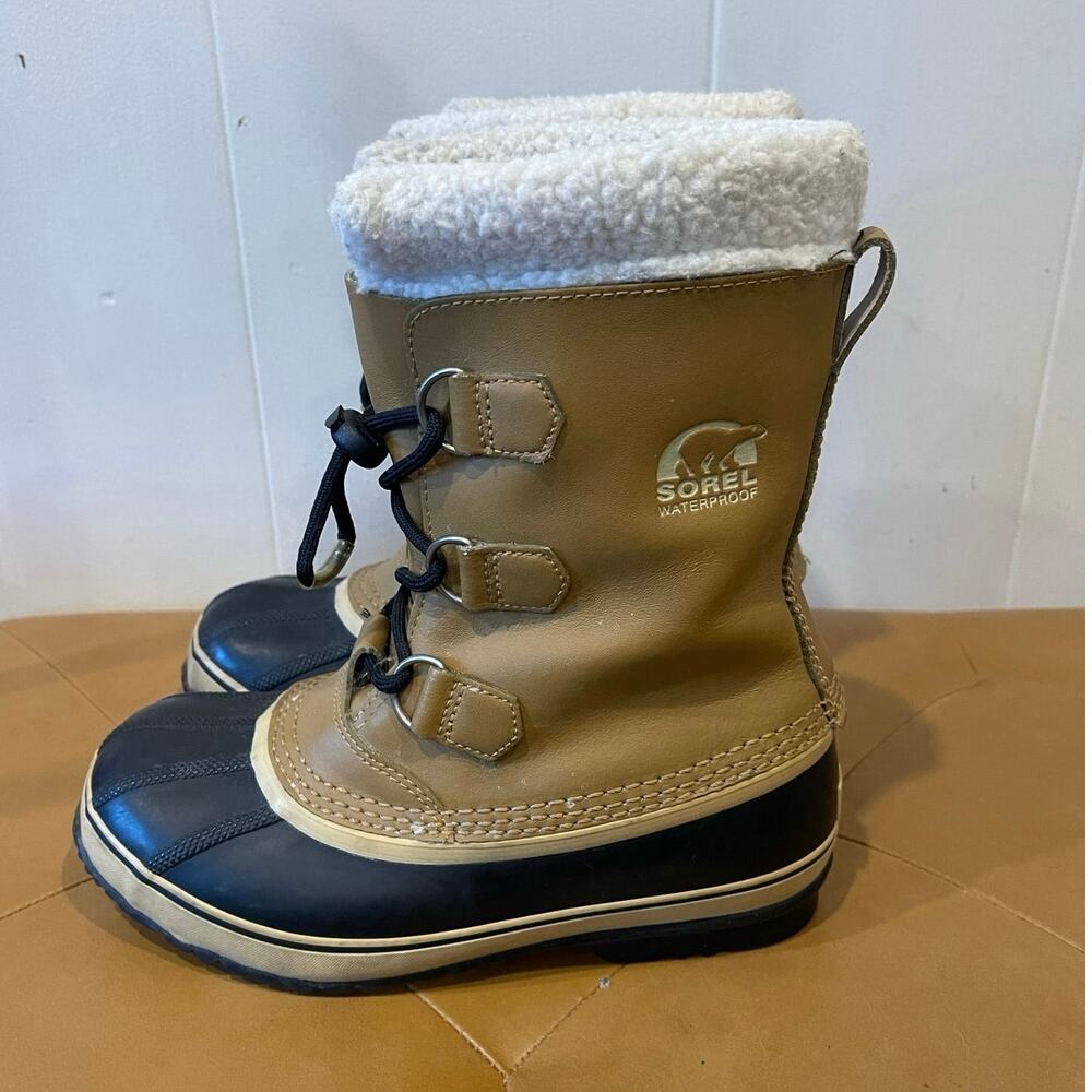 Sorel Sherpa Lined Waterproof Brown Lace-Up Duck Snow‎ Boots Women’s Size 5